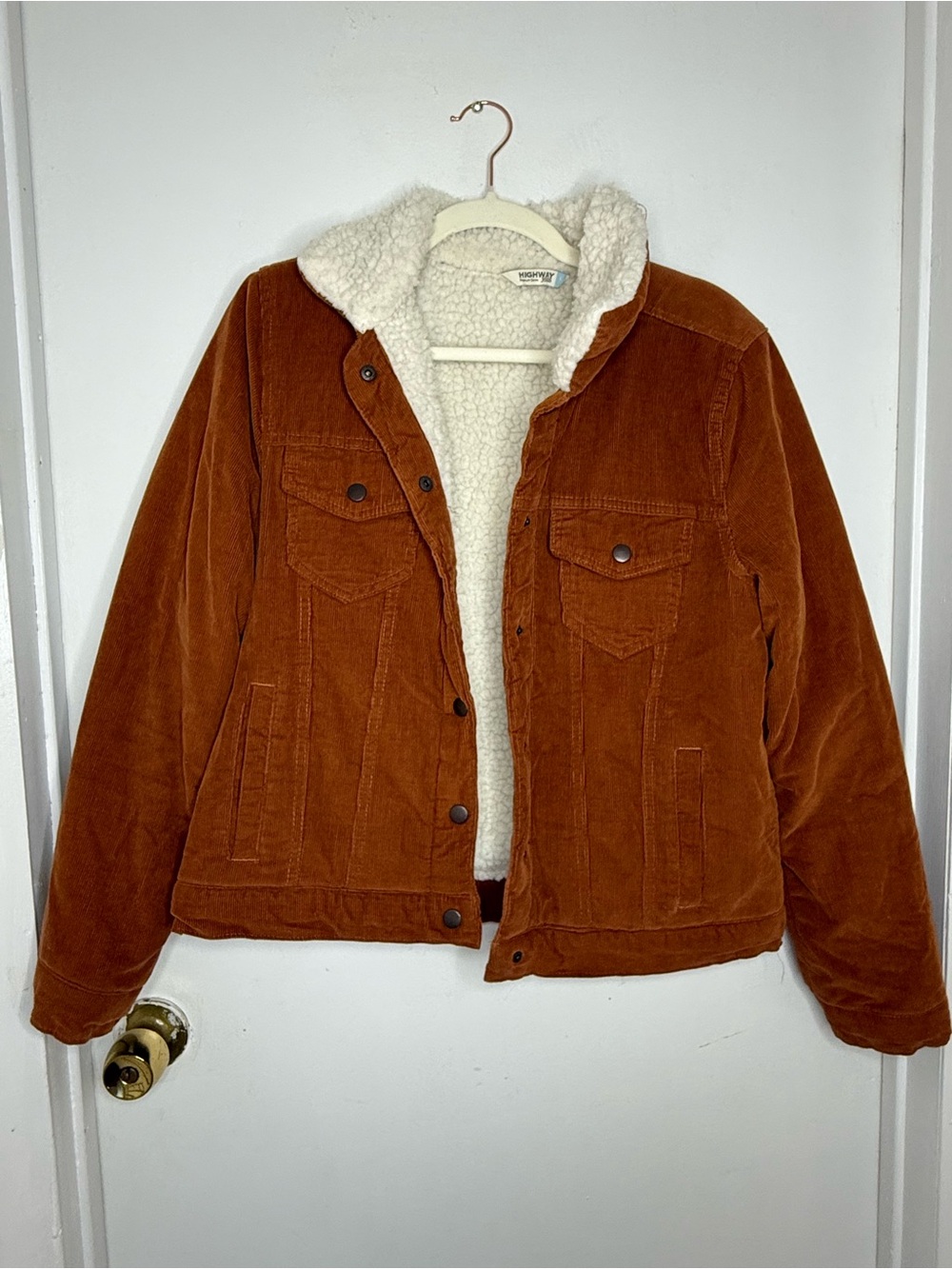 Highway Jeans Rust Sherpa-Lined Corduroy Jacket